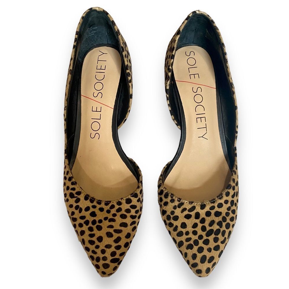 Sole Society | Womens D’Orsay Cheetah Print Fur Wedges | Size 5.5 - Picture 4 of 12